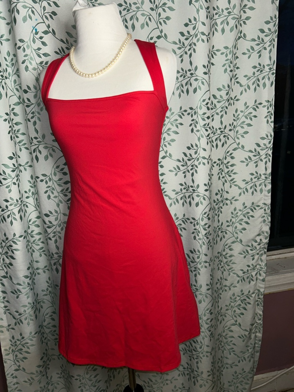 Figure-Flattering Red Halter Mini Dress